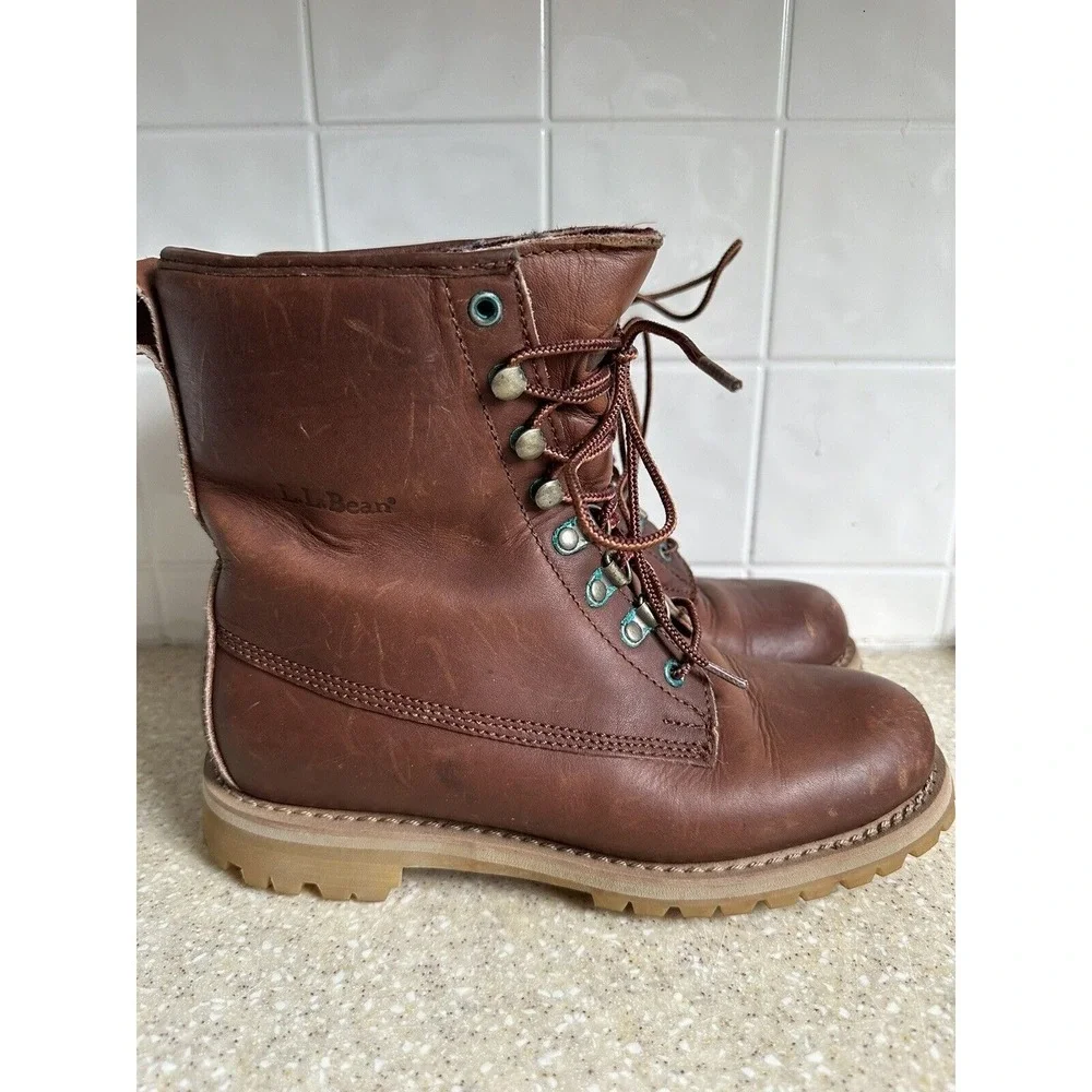70s Brown Leather Waterproof Gore-Tex LL Bean Waterproof Plus Boots Sz 7.5-8 Wmn